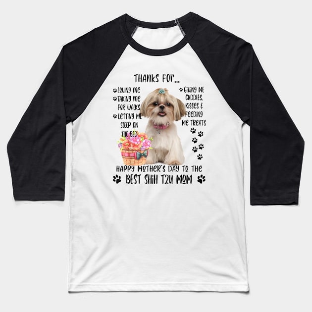 Happy Mother's Day 2021 Shih tzu Mom dog Lover Baseball T-Shirt by luxembourgertreatable